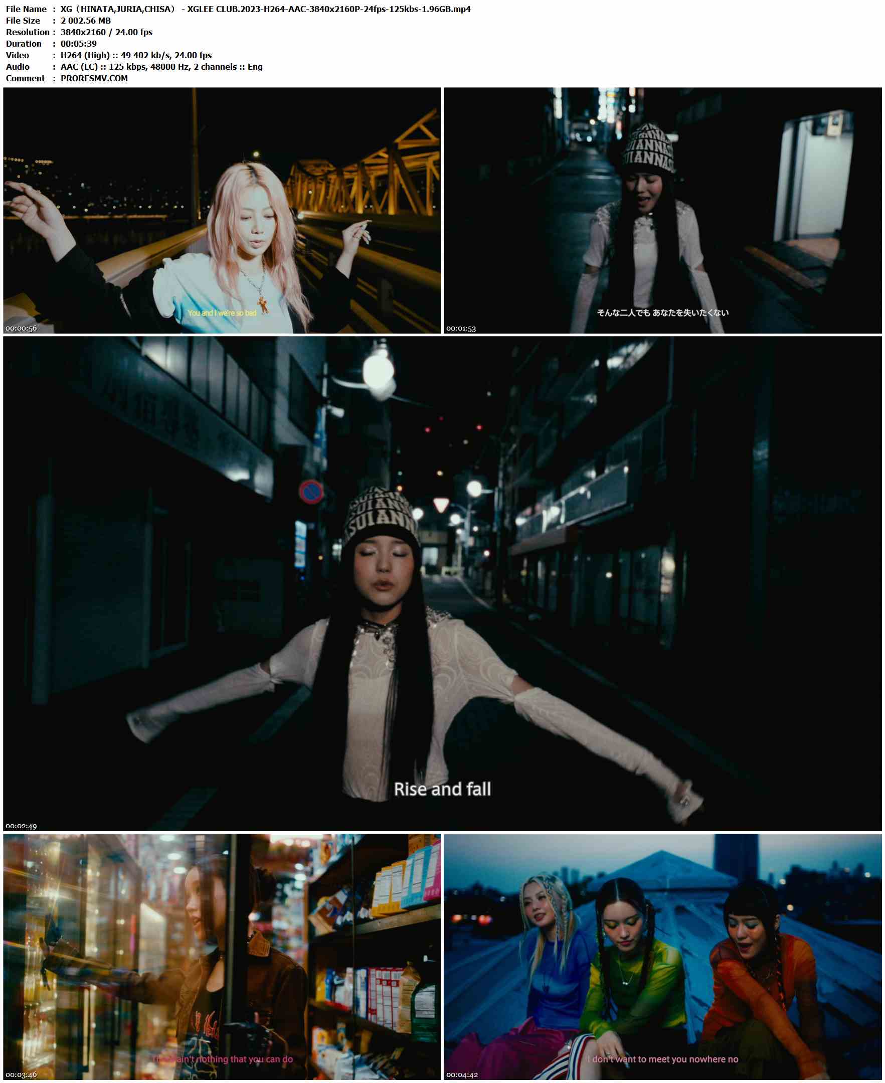 XG（HINATA,JURIA,CHISA） - XGLEE CLUB.2023-H264-AAC-3840x2160P-24fps-125kbs-1.96GB官方MV_高清MV